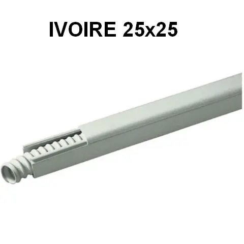 Goulotte T03 25×25 mm Ivoire – 2 mètres en PVC Rigide
